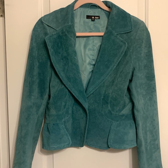 Blue leather cinched jacket - Picture 2 of 5